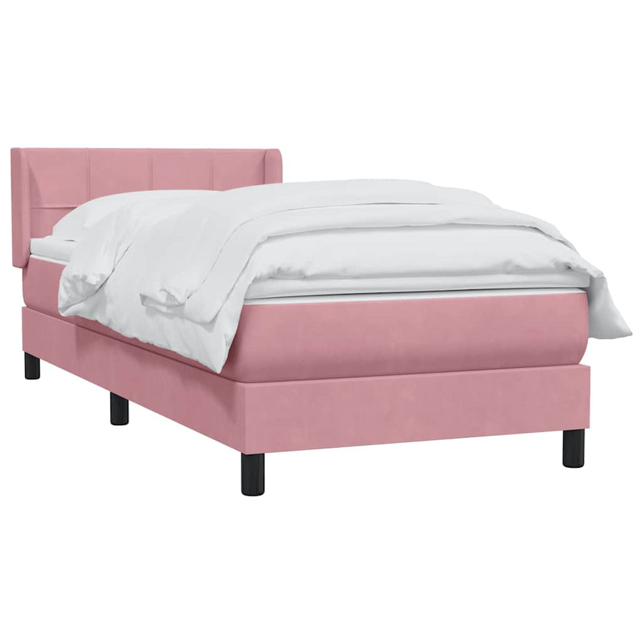 Boxspring met matras fluweel roze 80x220 cm