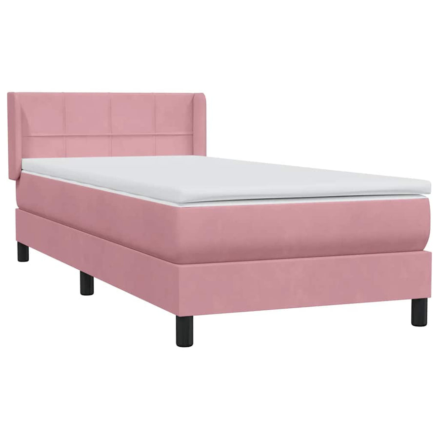 Boxspring met matras fluweel roze 80x220 cm