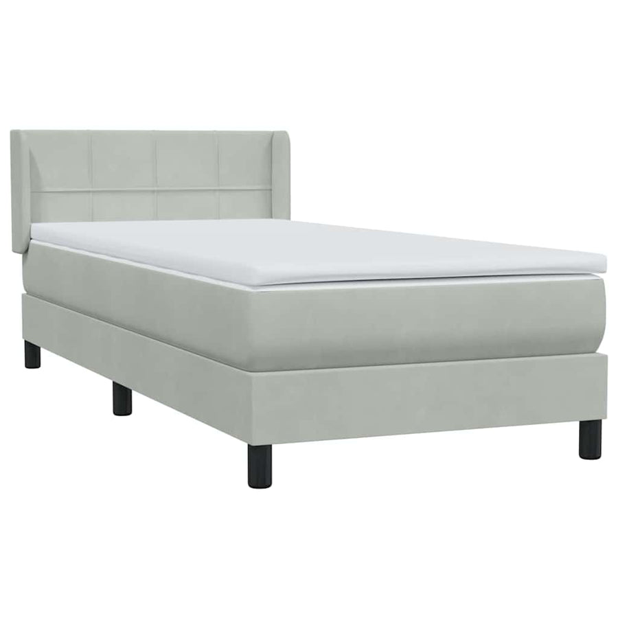 Boxspring met matras fluweel lichtgrijs 90x220 cm