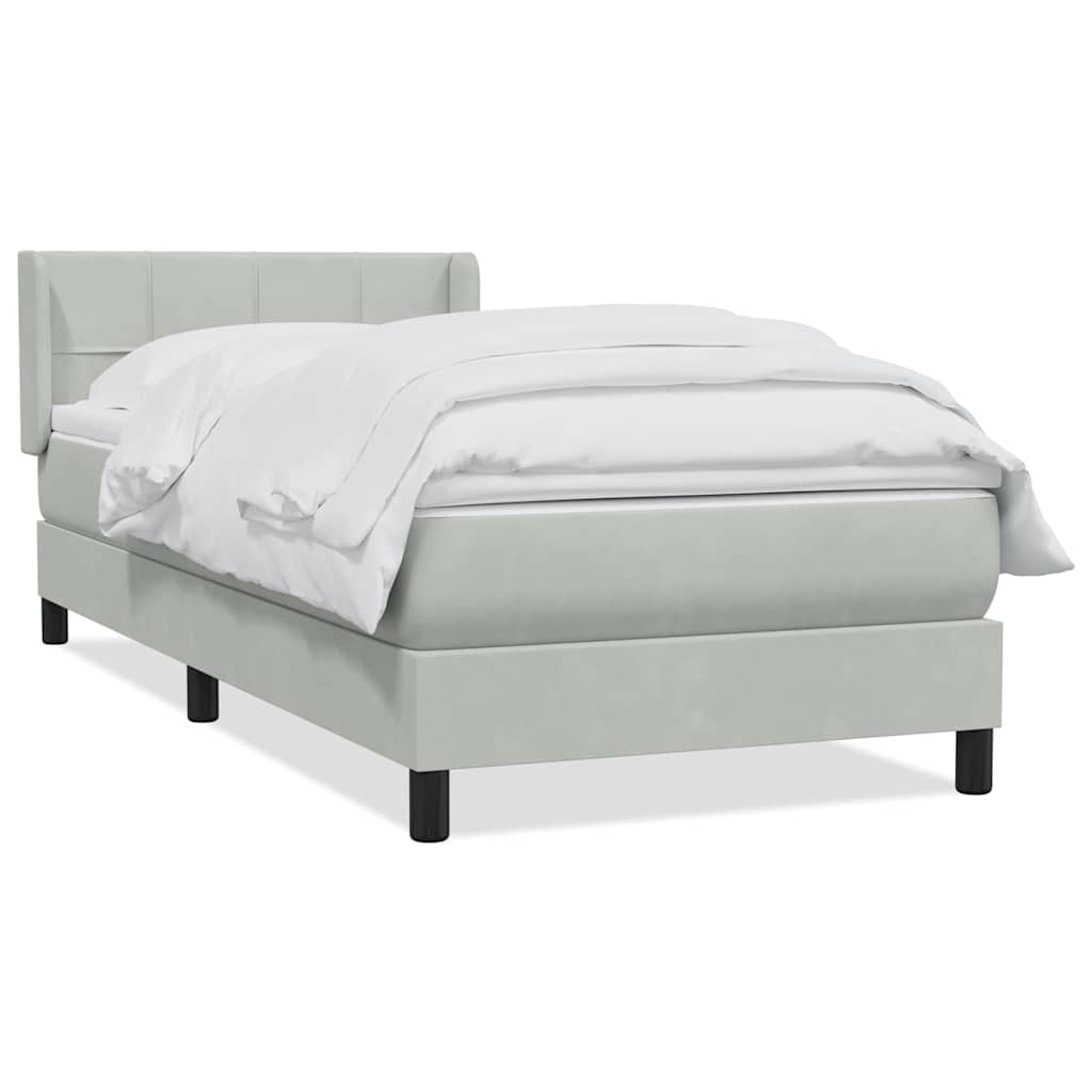 Boxspring met matras fluweel lichtgrijs 100x220 cm