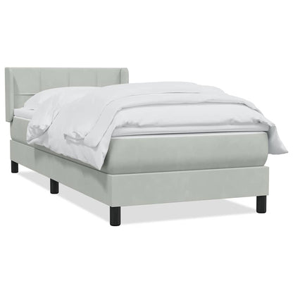 Boxspring met matras fluweel lichtgrijs 100x220 cm