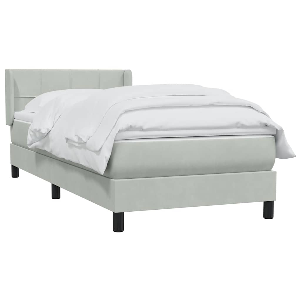Boxspring met matras fluweel lichtgrijs 100x220 cm