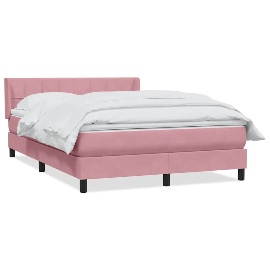 Boxspring met matras fluweel roze 140x220 cm