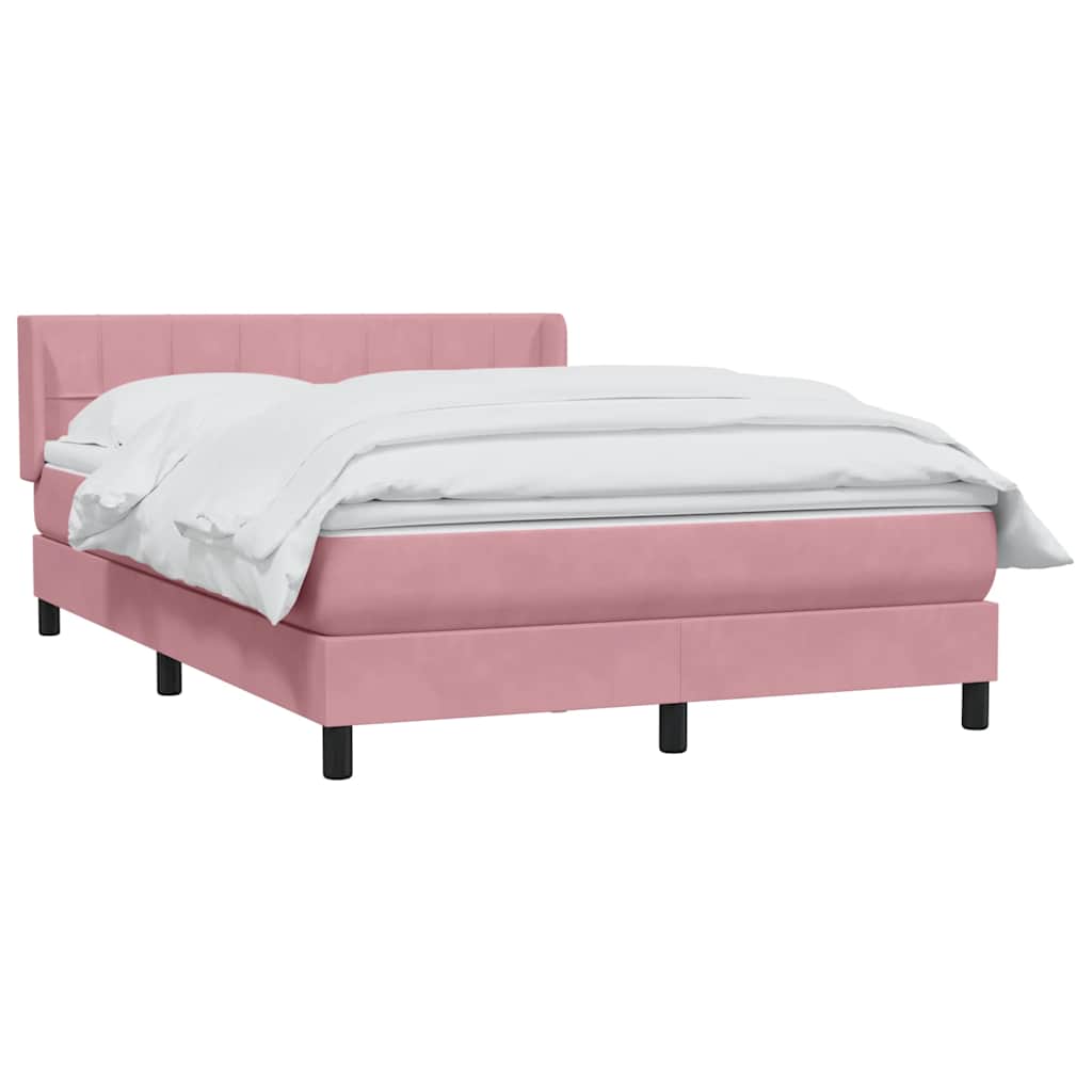 Boxspring met matras fluweel roze 140x220 cm