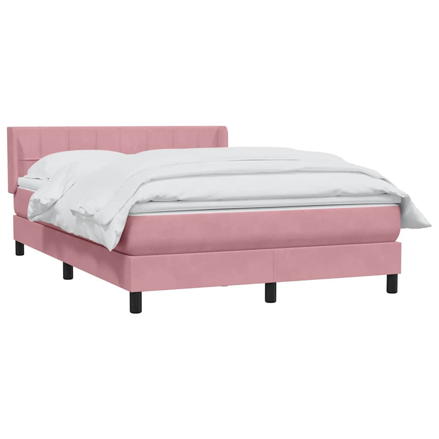 Boxspring met matras fluweel roze 140x220 cm