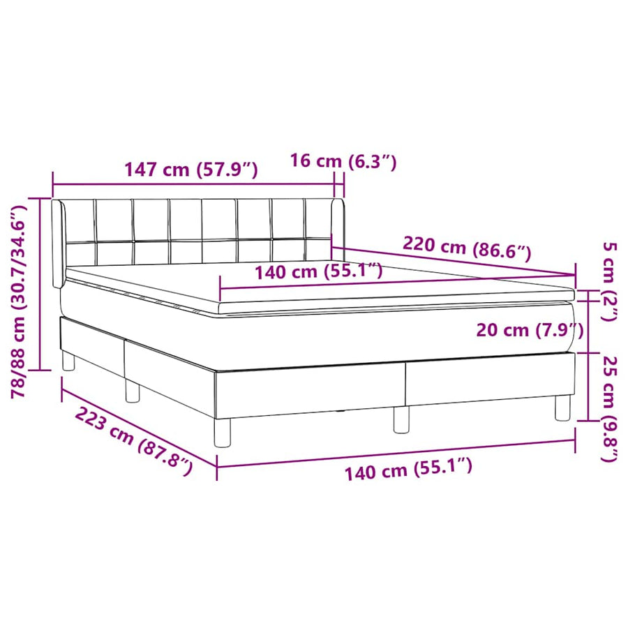 Boxspring met matras fluweel roze 140x220 cm