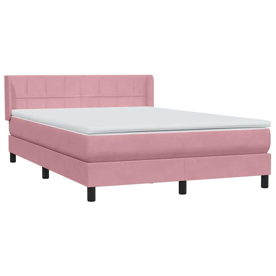 Boxspring met matras fluweel roze 140x220 cm