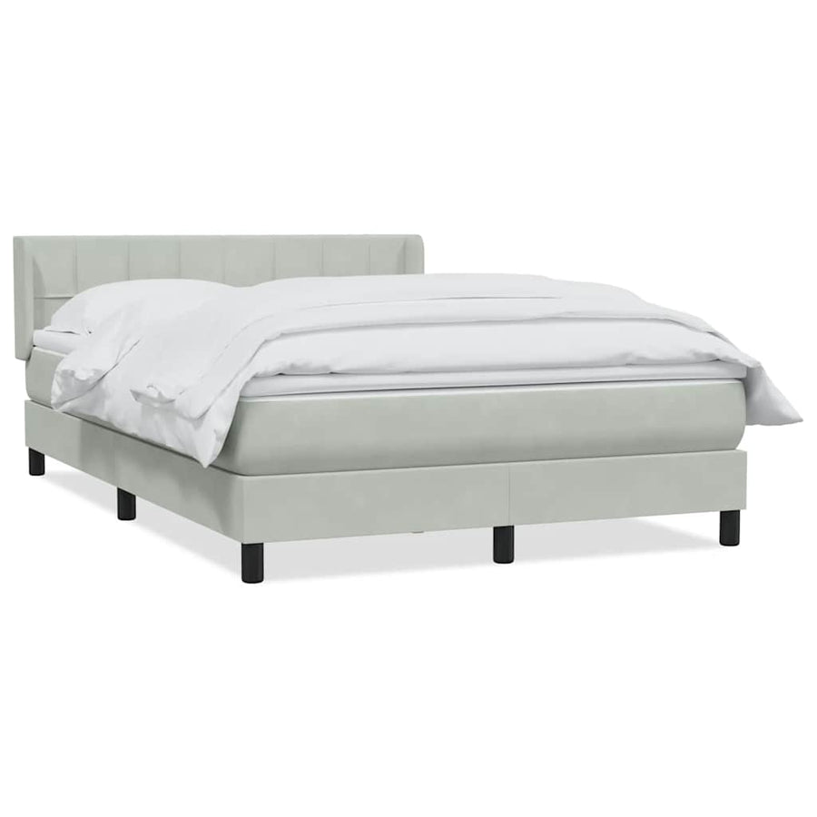 Boxspring met matras fluweel lichtgrijs 160x220 cm