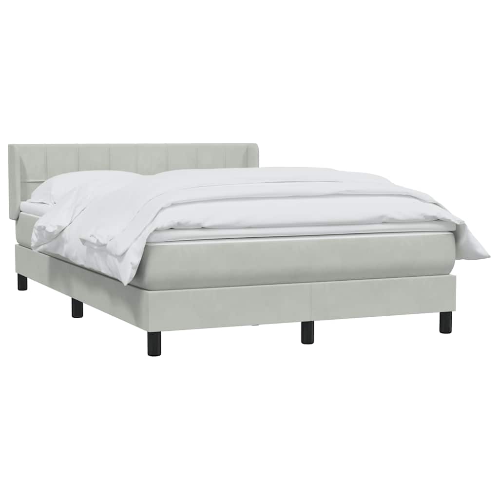 Boxspring met matras fluweel lichtgrijs 160x220 cm