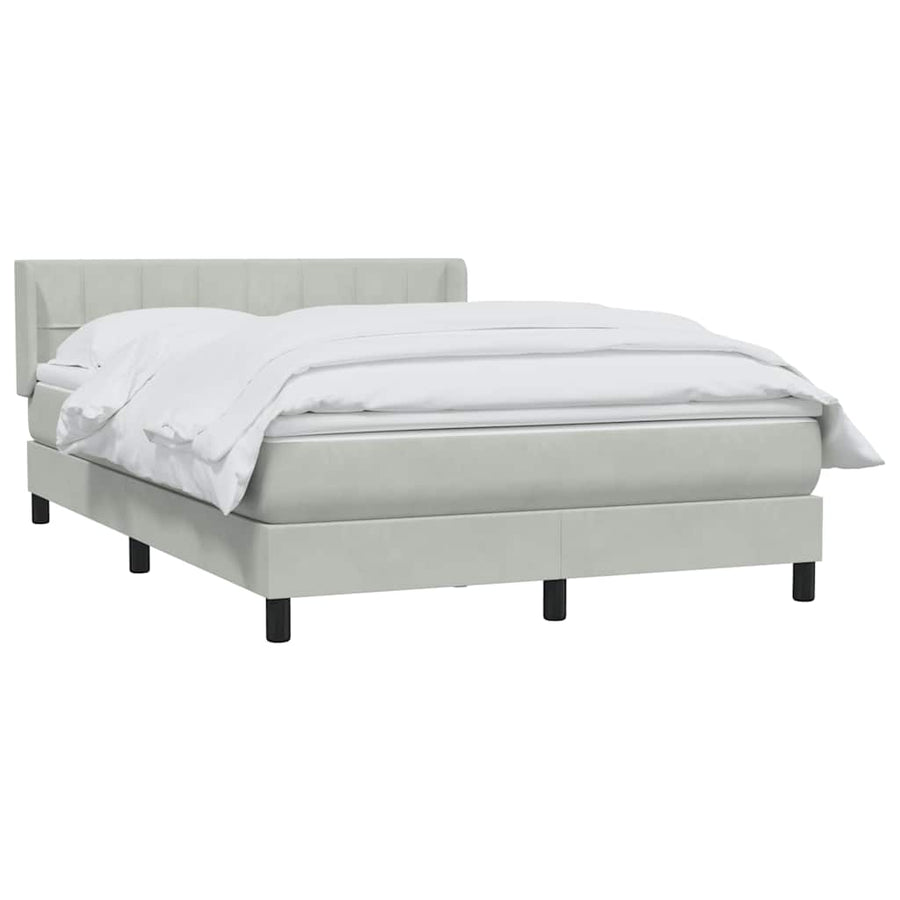 Boxspring met matras fluweel lichtgrijs 160x220 cm