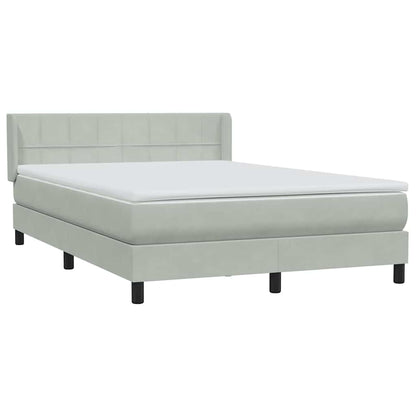 Boxspring met matras fluweel lichtgrijs 160x220 cm