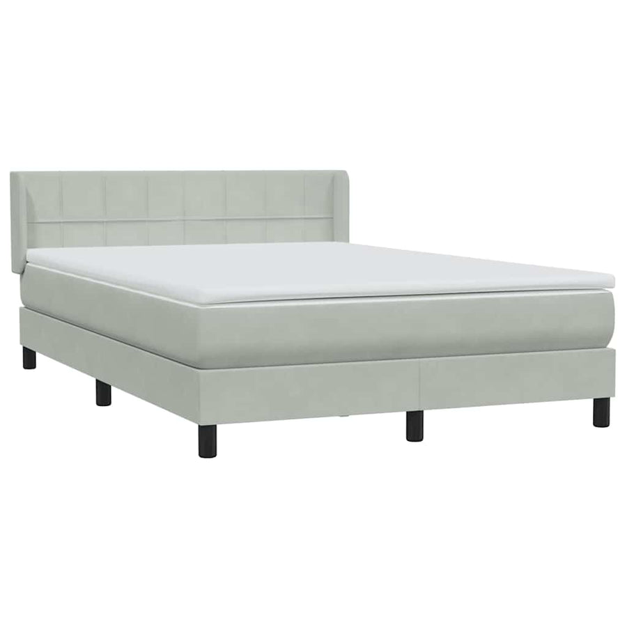 Boxspring met matras fluweel lichtgrijs 160x220 cm