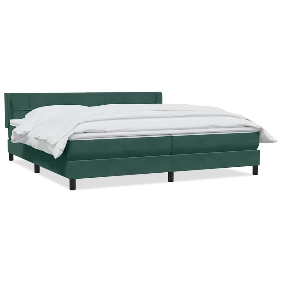 Boxspring met matras fluweel donkergroen 180x220 cm