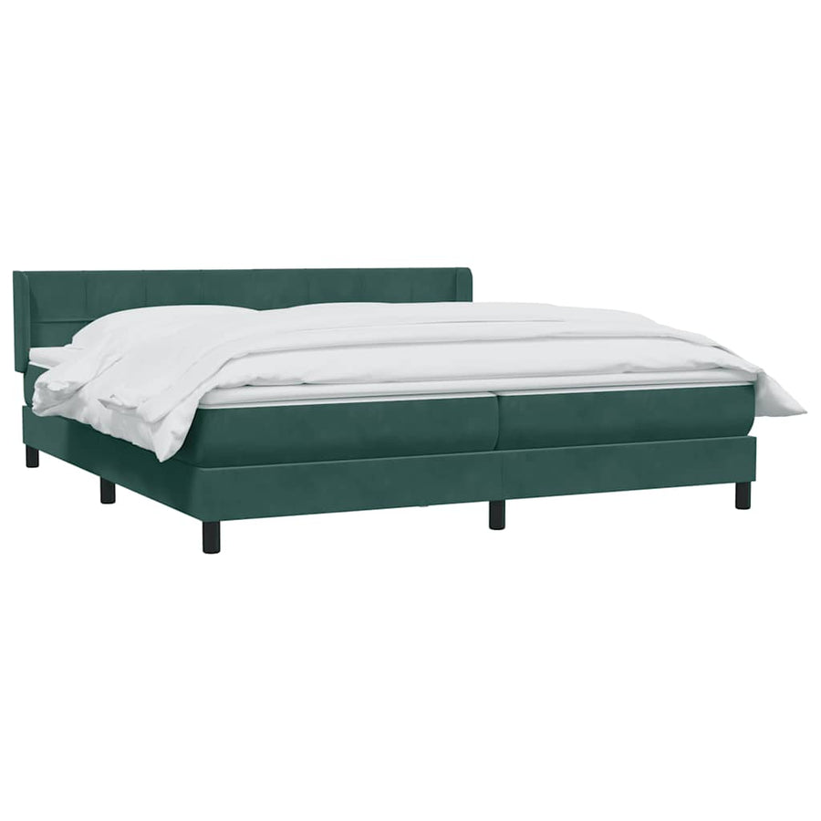 Boxspring met matras fluweel donkergroen 180x220 cm