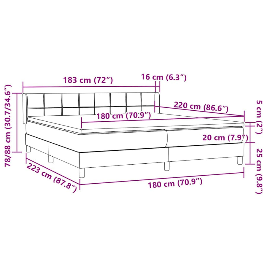 Boxspring met matras fluweel donkergroen 180x220 cm