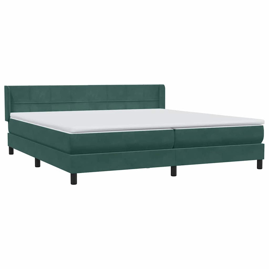 Boxspring met matras fluweel donkergroen 180x220 cm