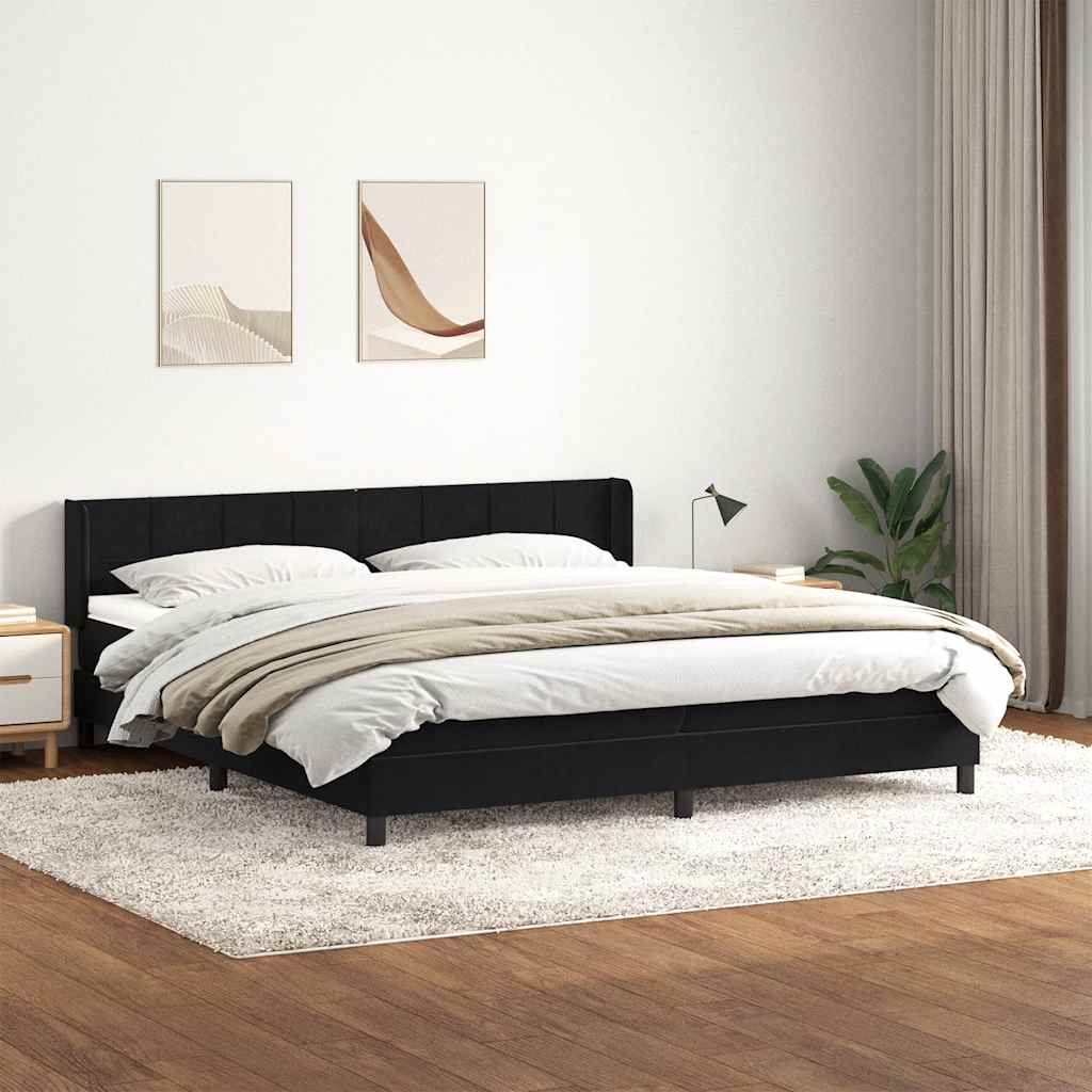 Boxspring met matras fluweel zwart 200x220 cm