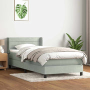 Boxspring met matras 80x210 cm lichtgrijs fluweel