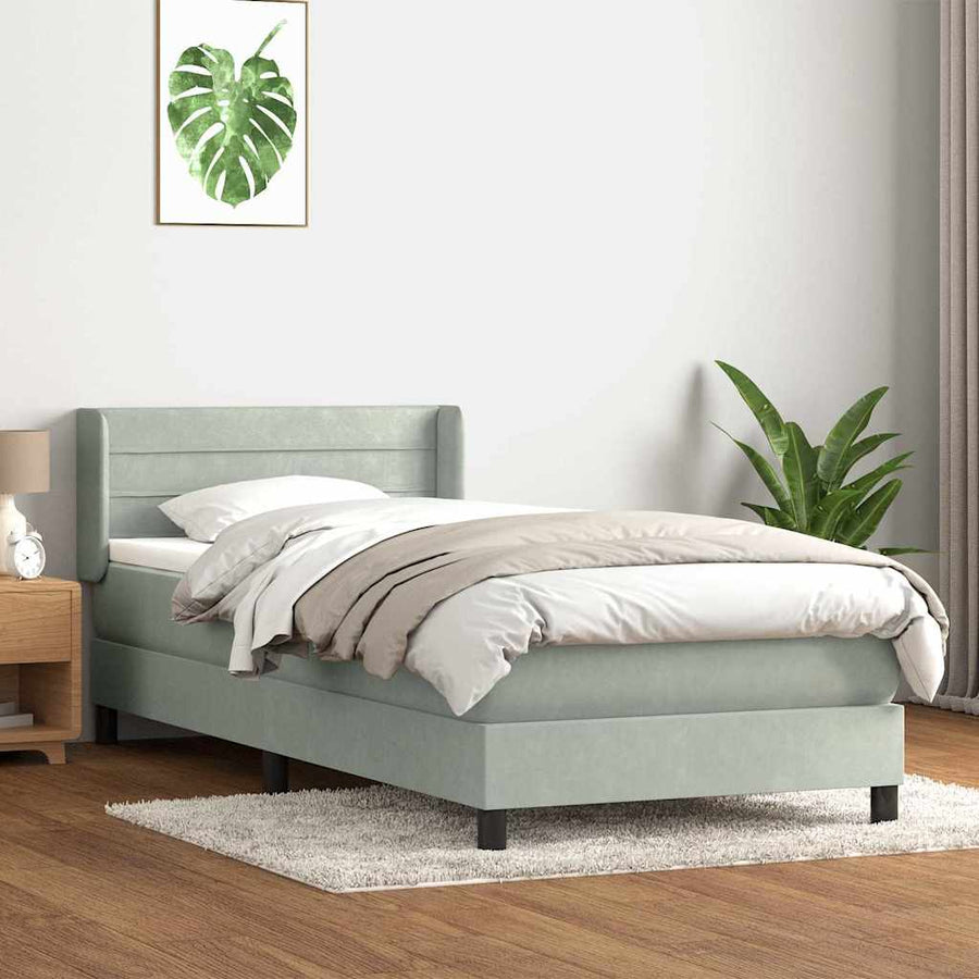 Boxspring met matras fluweel lichtgrijs 80x210 cm