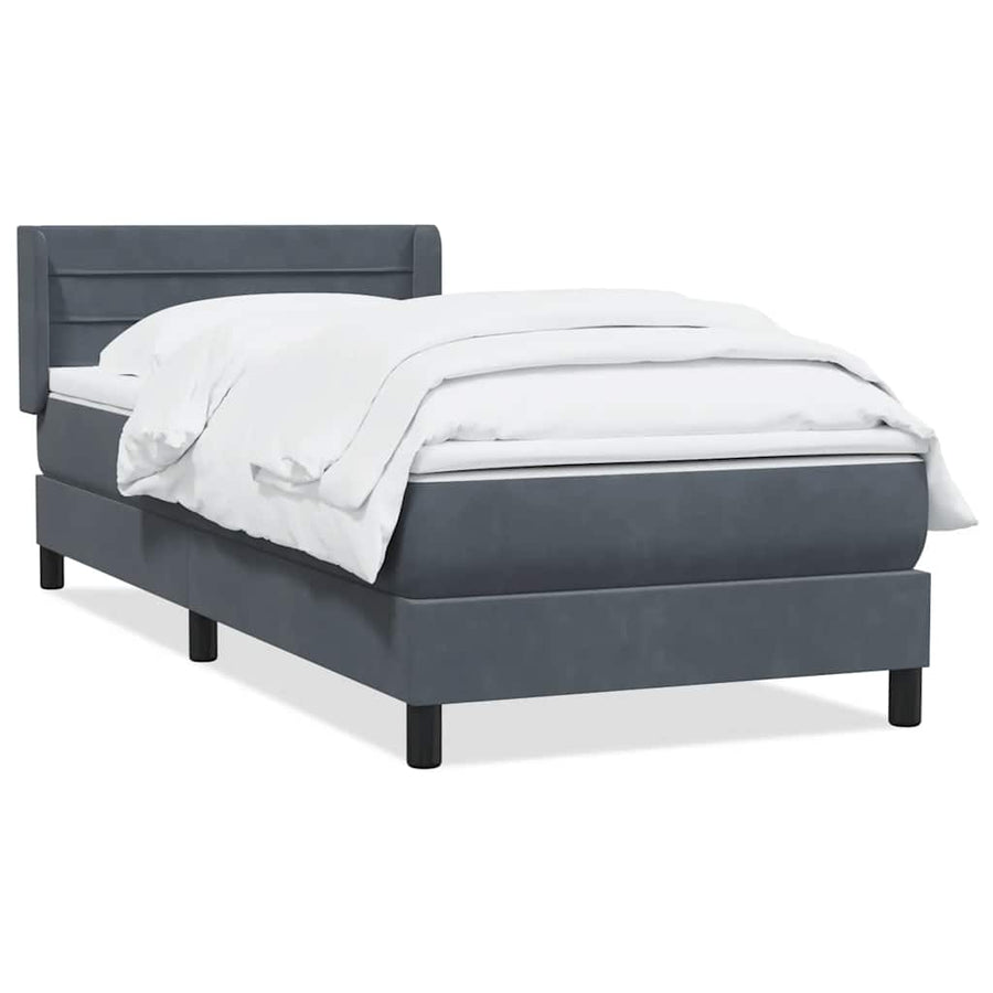 Boxspring met matras fluweel donkergrijs 80x210 cm