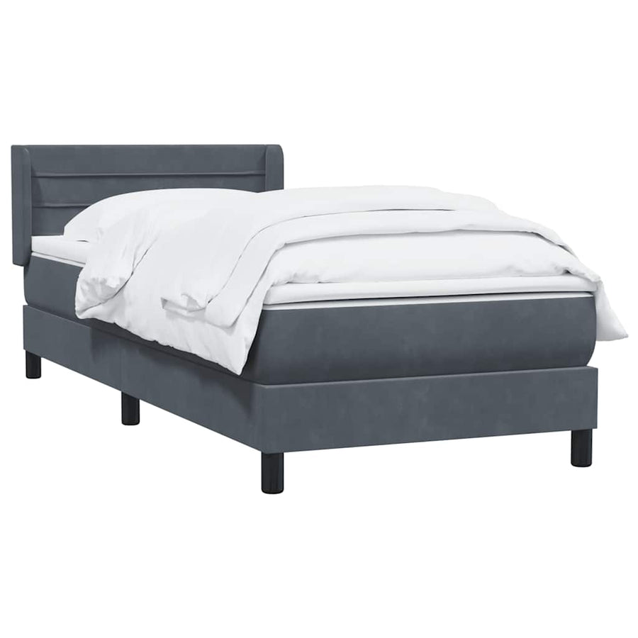 Boxspring met matras fluweel donkergrijs 80x210 cm