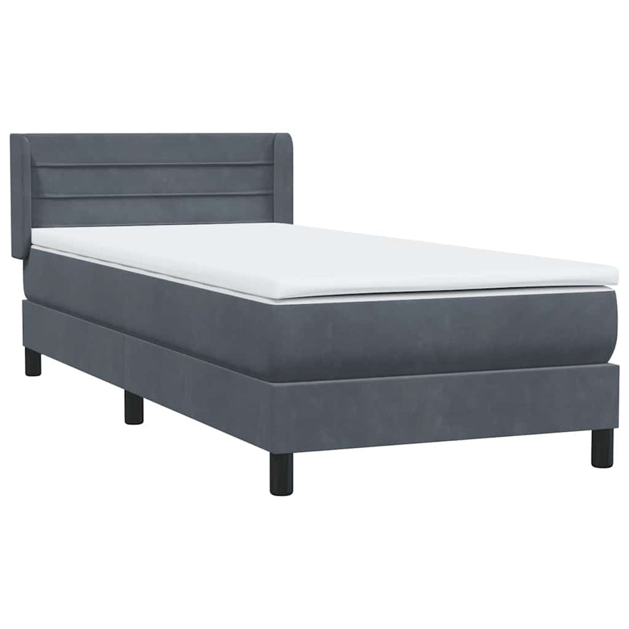 Boxspring met matras fluweel donkergrijs 80x210 cm