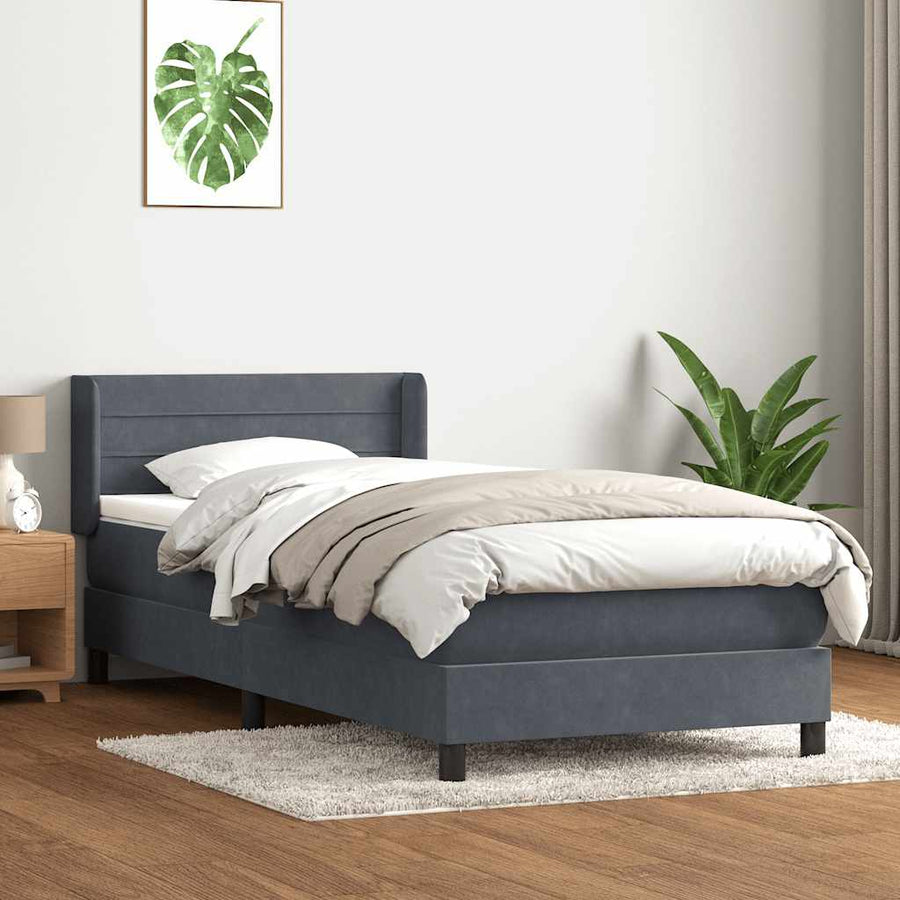 Boxspring met matras fluweel donkergrijs 80x210 cm