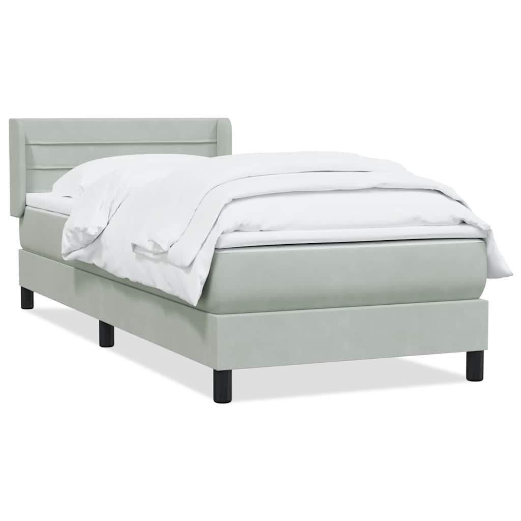 Boxspring met matras fluweel lichtgrijs 90x210 cm