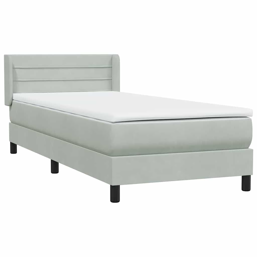 Boxspring met matras fluweel lichtgrijs 90x210 cm