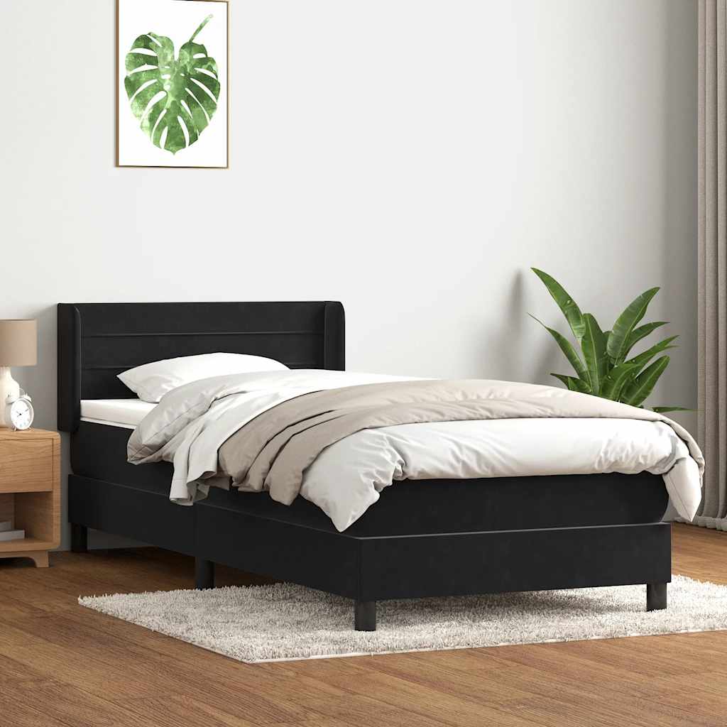 Boxspring met matras fluweel zwart 90x210 cm