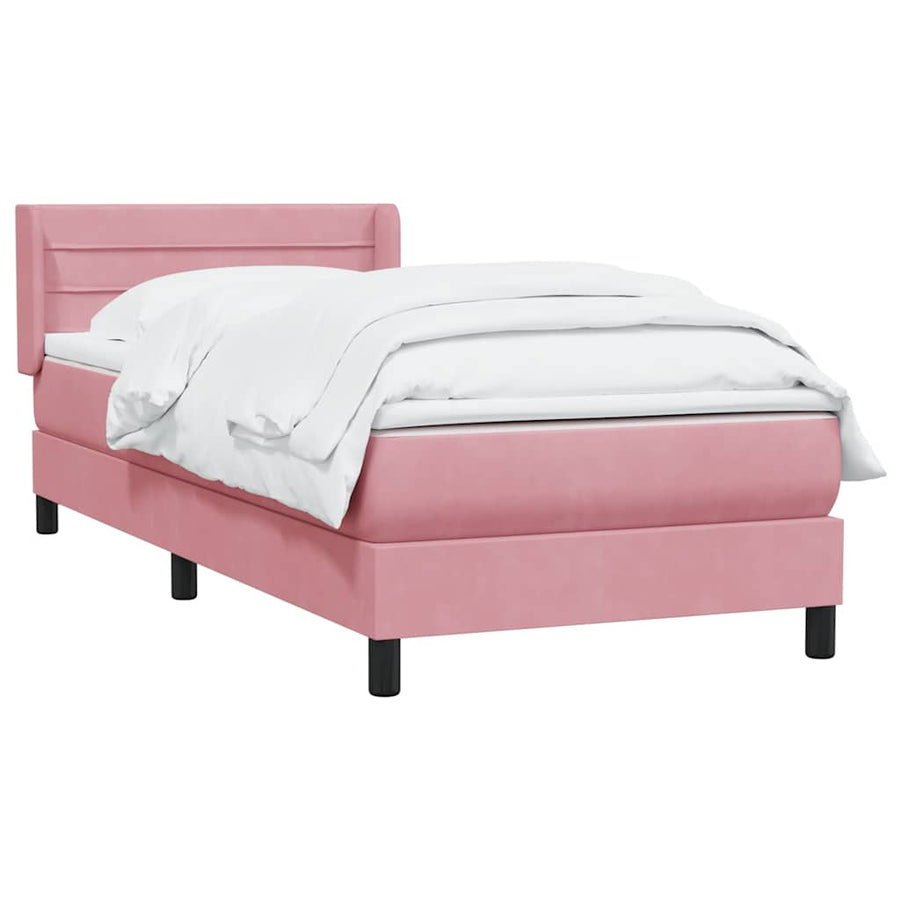 Boxspring met matras fluweel roze 90x210 cm