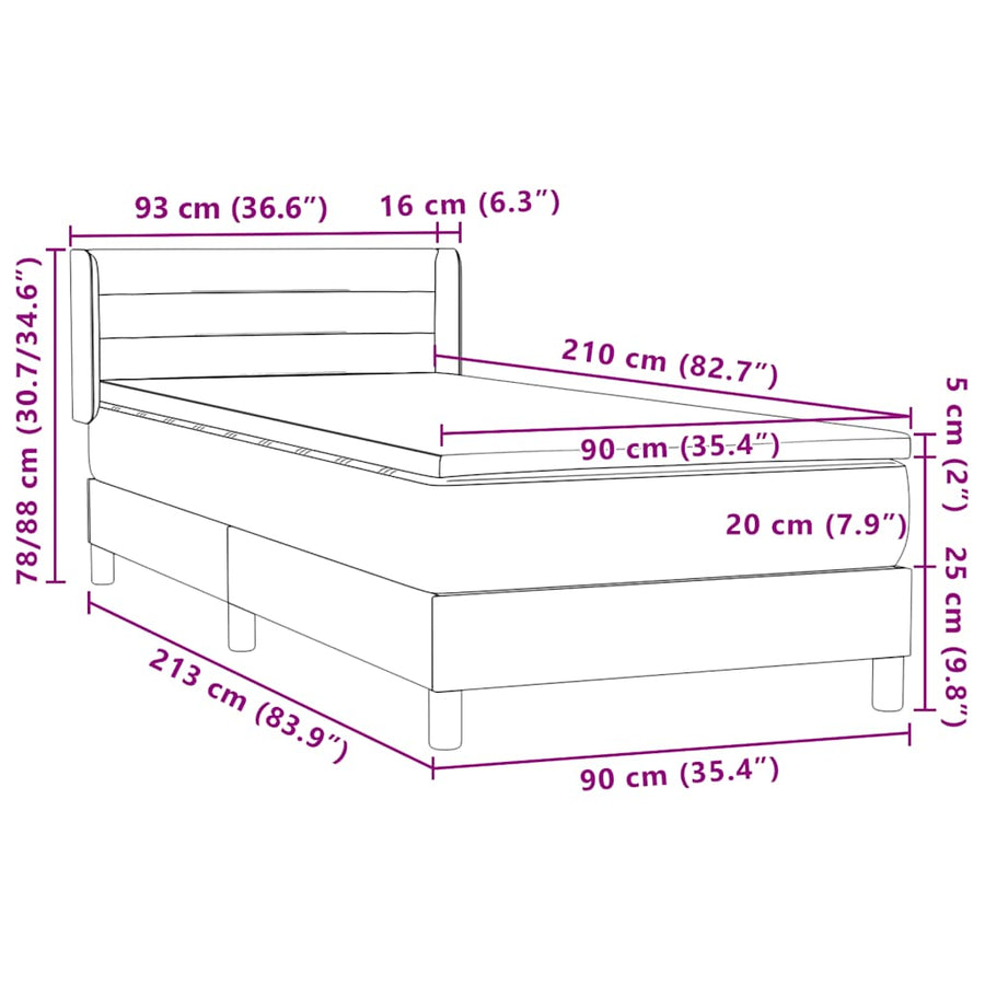 Boxspring met matras fluweel roze 90x210 cm