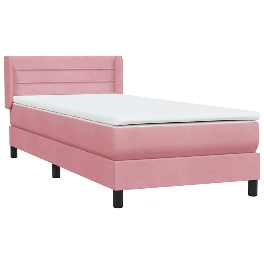 Boxspring met matras fluweel roze 90x210 cm
