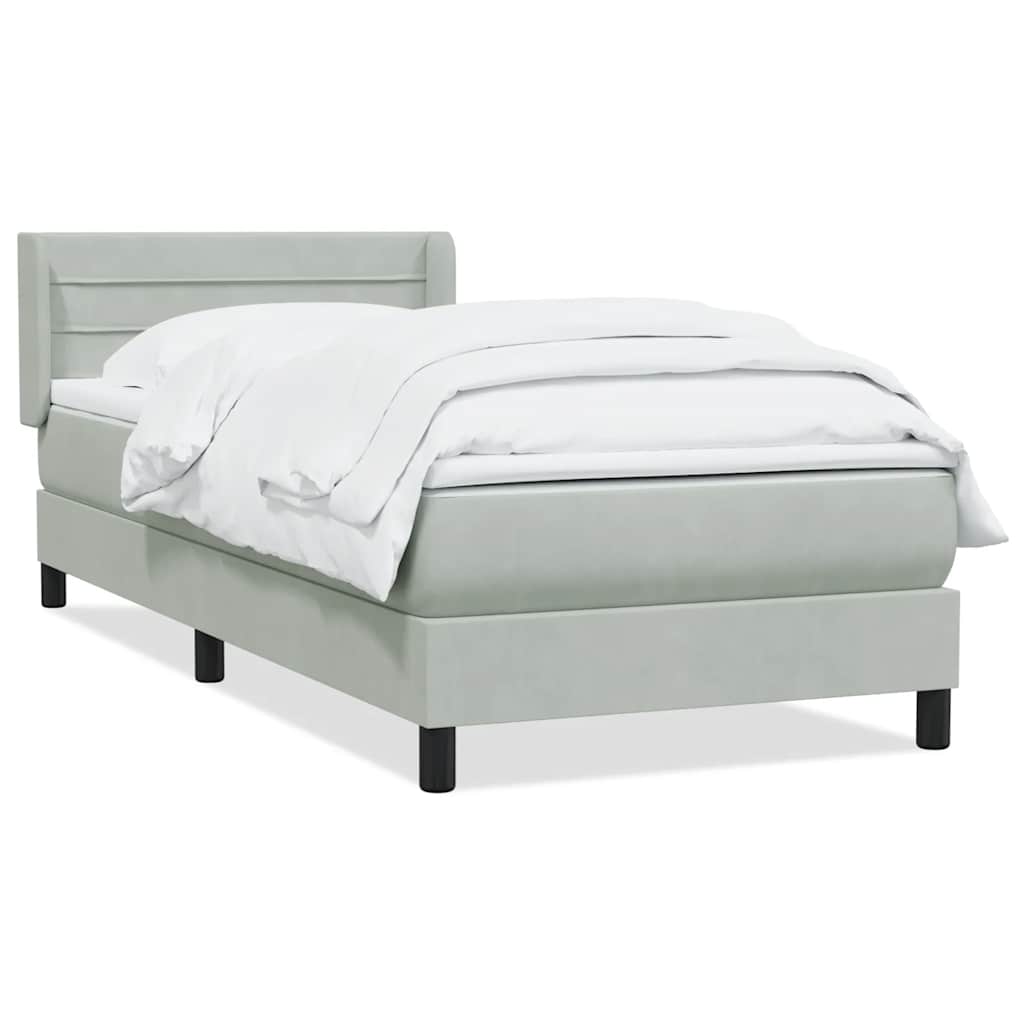 Boxspring met matras fluweel lichtgrijs 100x210 cm