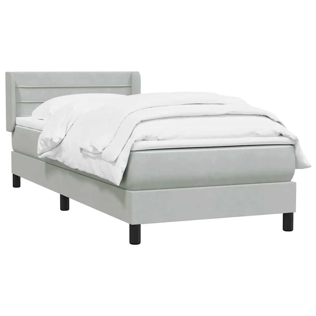 Boxspring met matras fluweel lichtgrijs 100x210 cm