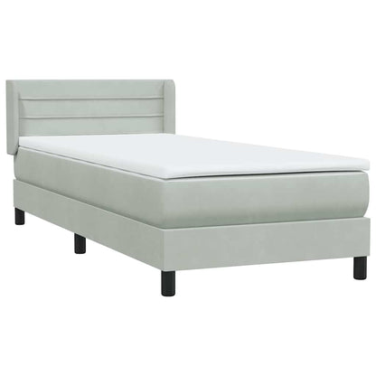Boxspring met matras fluweel lichtgrijs 100x210 cm