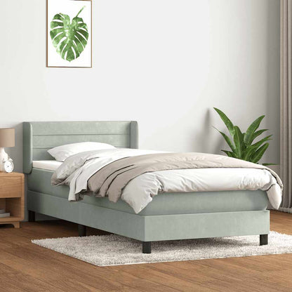 Boxspring met matras fluweel lichtgrijs 100x210 cm