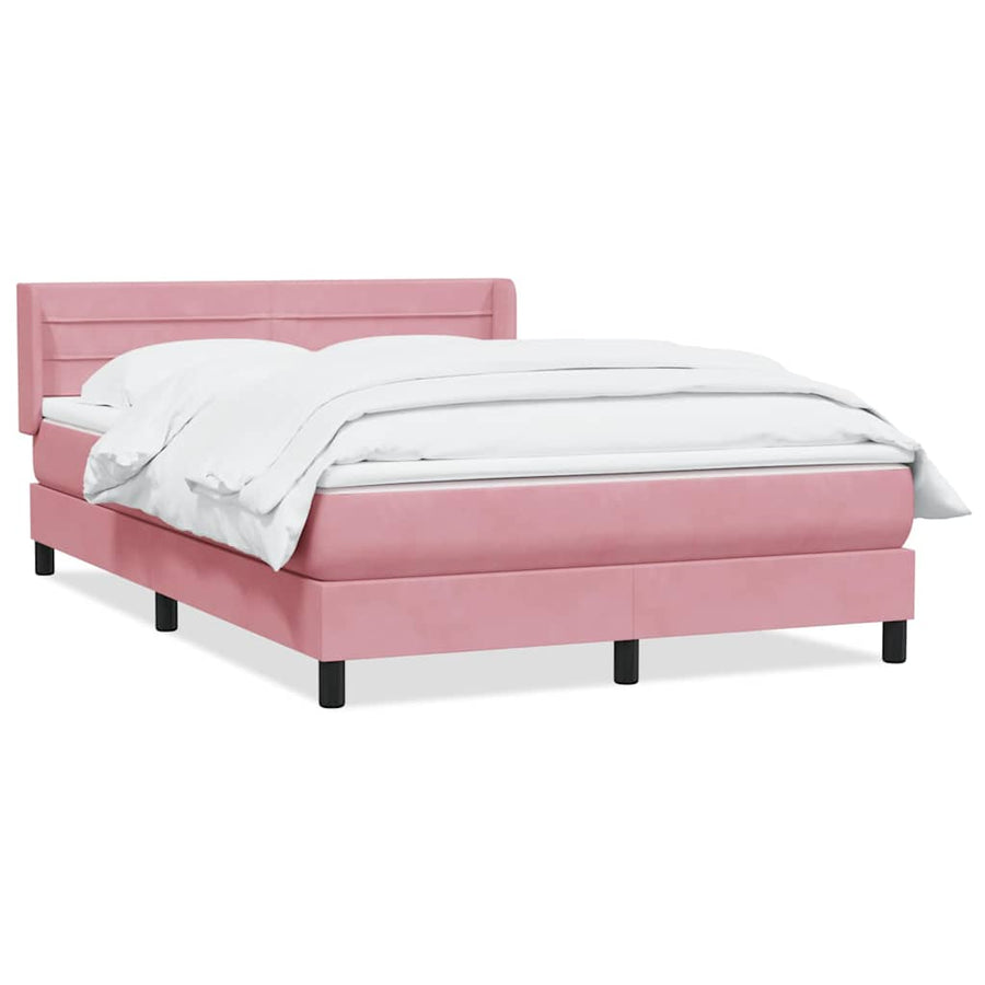Boxspring met matras fluweel roze 140x210 cm