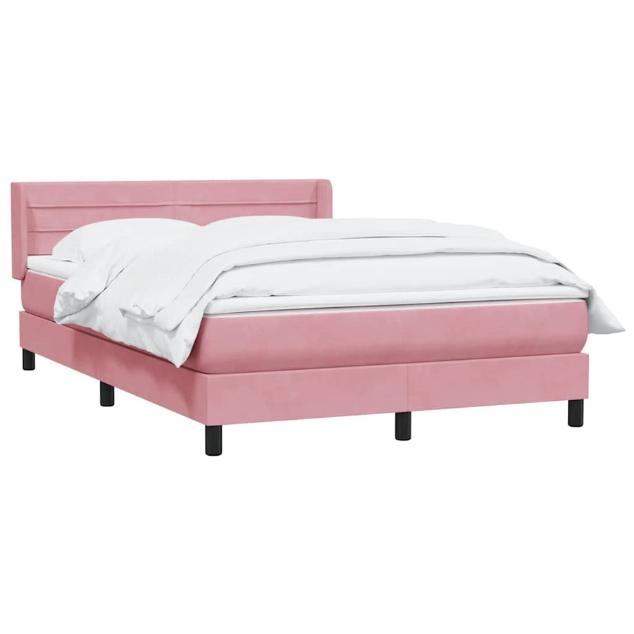 Boxspring met matras fluweel roze 140x210 cm
