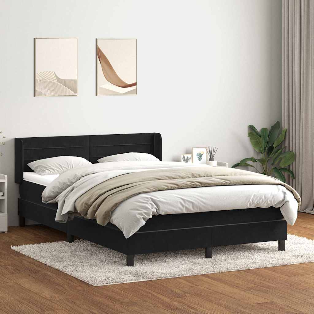 Boxspring met matras fluweel zwart 160x210 cm