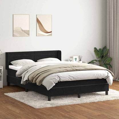 Boxspring met matras fluweel zwart 160x210 cm