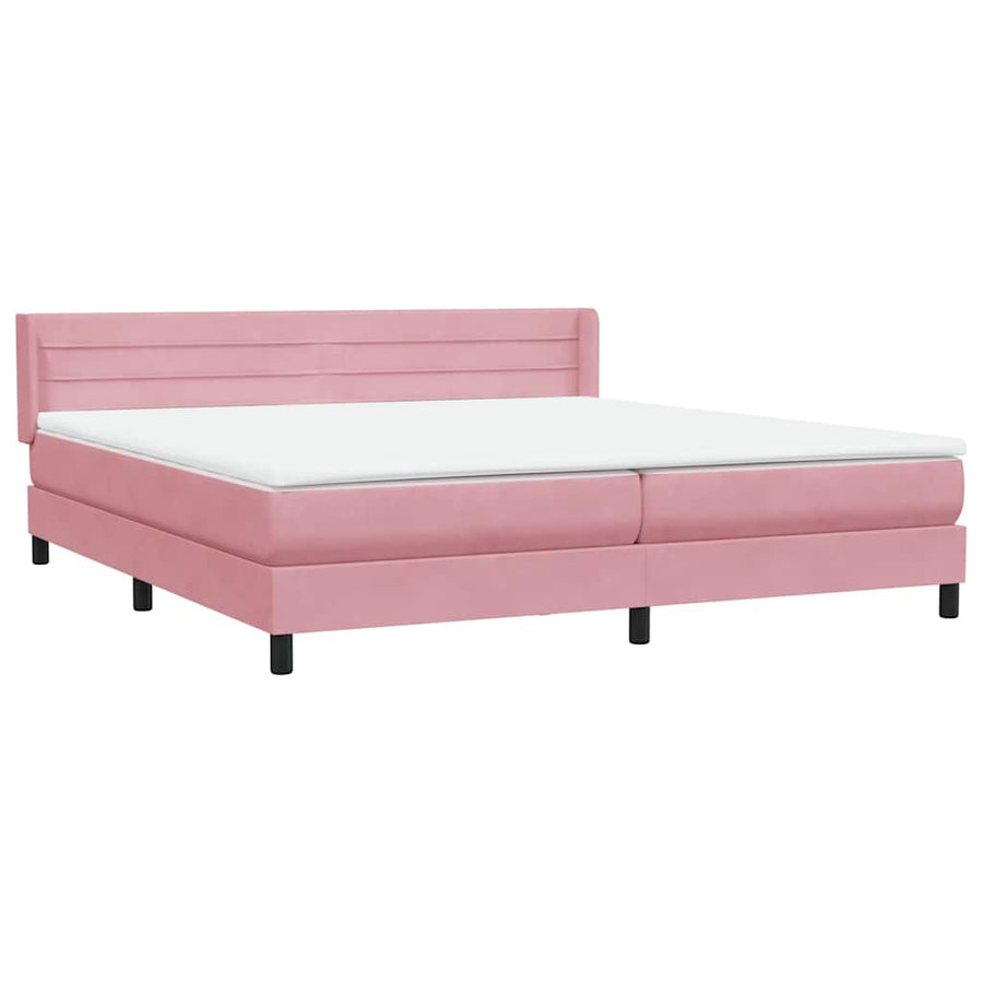 Boxspring met matras fluweel roze 180x210 cm