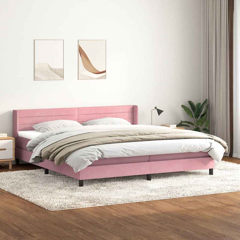 Boxspring met matras fluweel roze 180x210 cm
