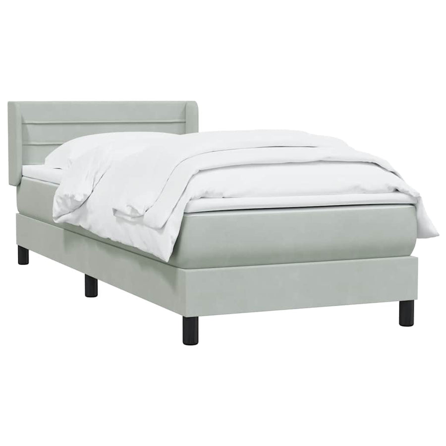 Boxspring met matras fluweel lichtgrijs 80x220 cm