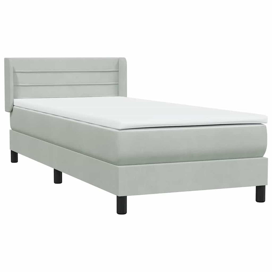 Boxspring met matras fluweel lichtgrijs 80x220 cm