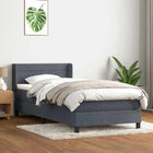 Boxspring met matras 80x220 cm donkergrijs fluweel
