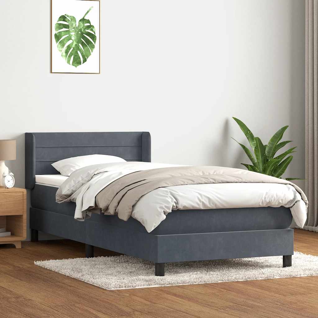 Boxspring met matras fluweel donkergrijs 80x220 cm