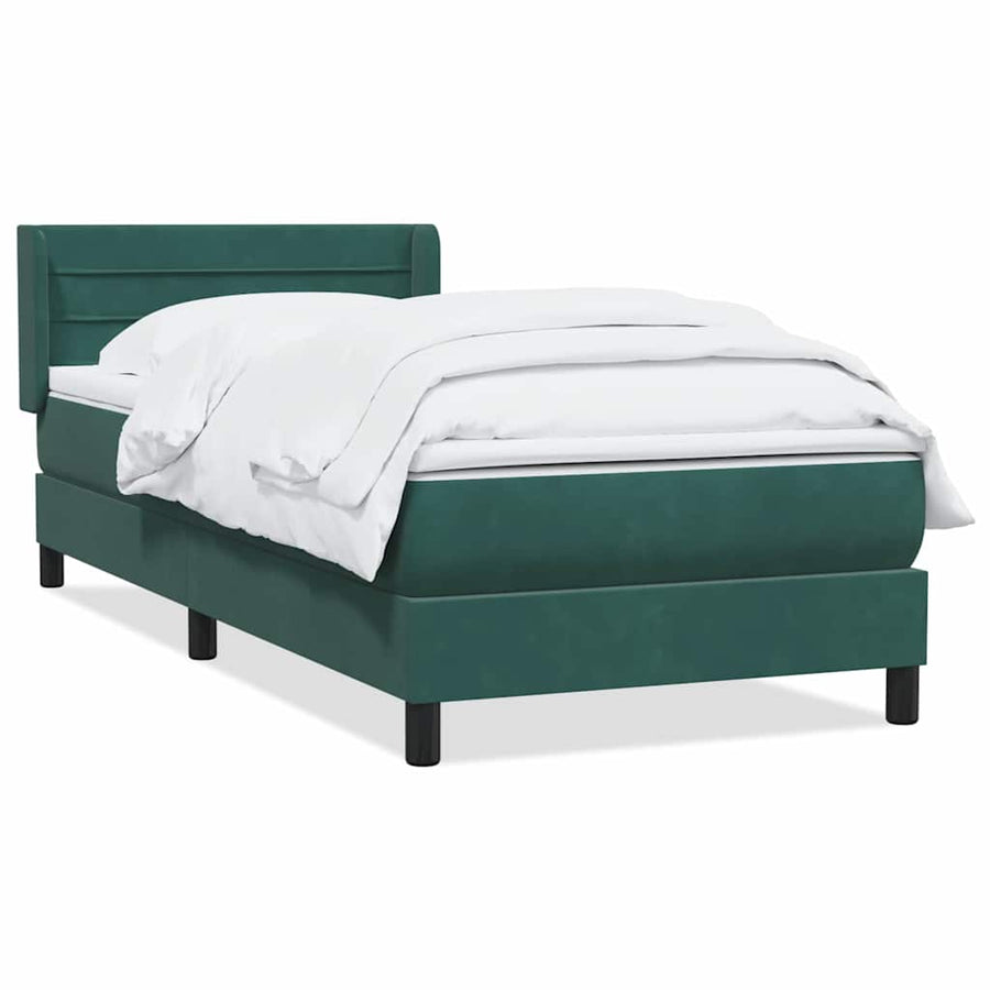 Boxspring met matras fluweel donkergroen 80x220 cm