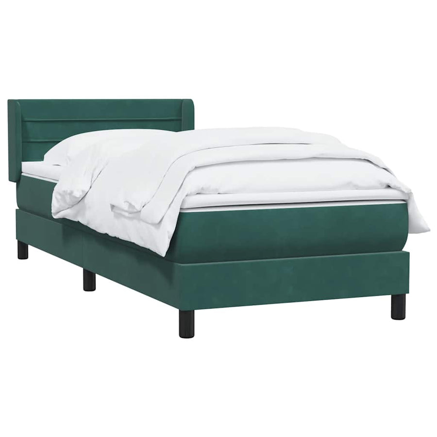 Boxspring met matras fluweel donkergroen 80x220 cm