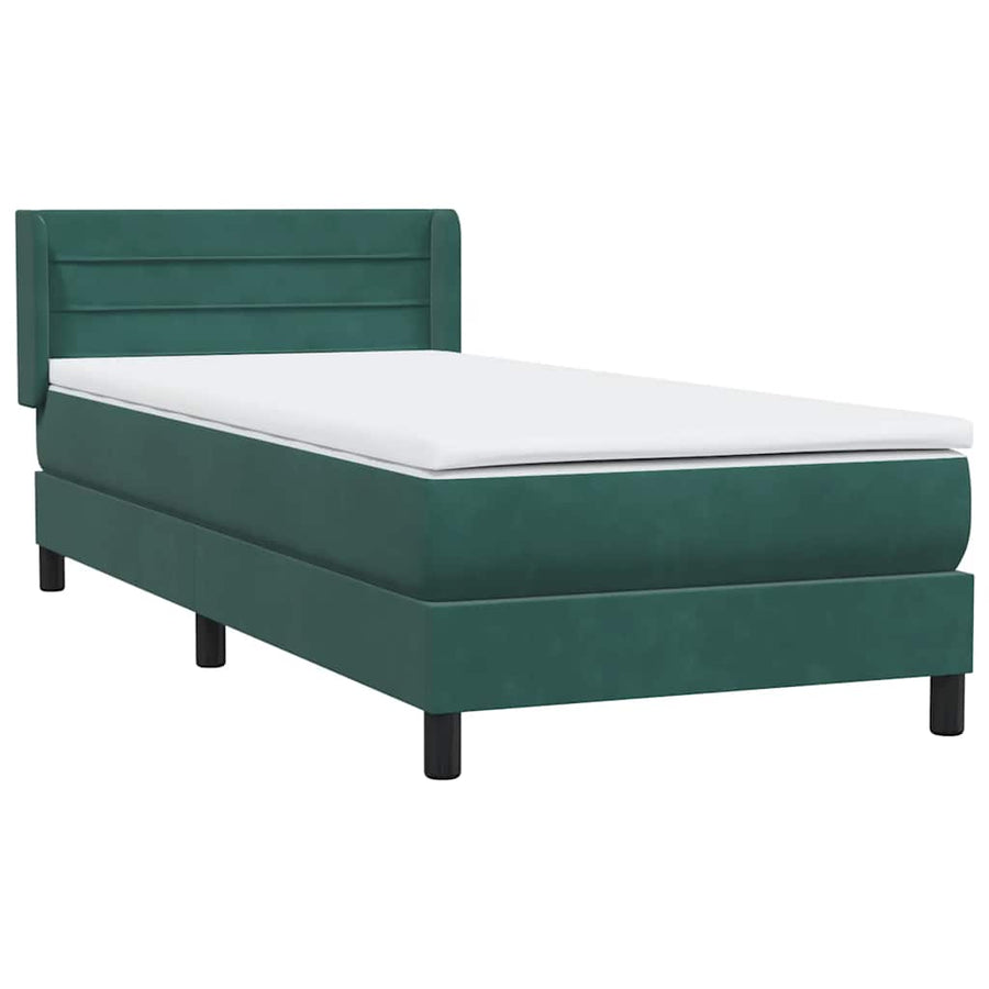 Boxspring met matras fluweel donkergroen 80x220 cm